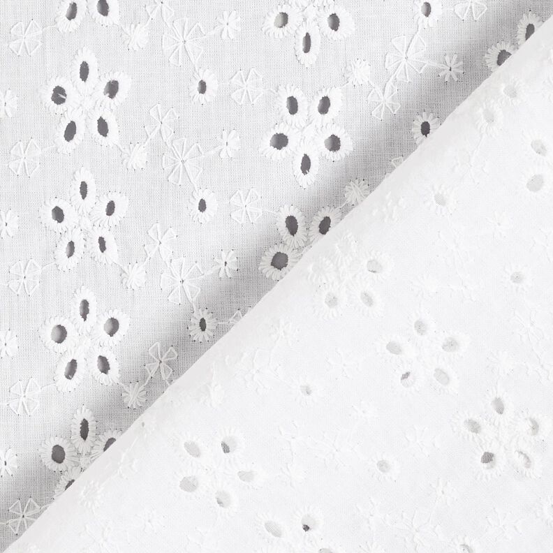 Batiste de coton Dentelle brodée Rangées de fleurs – blanc,  image number 4