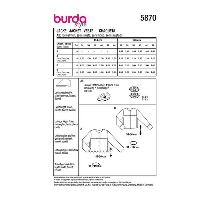 Veste | Burda 5870 | 34-44,  image number 9