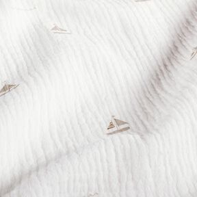 Tissu double gaze de coton Bateaux à voile – écru/nature, 