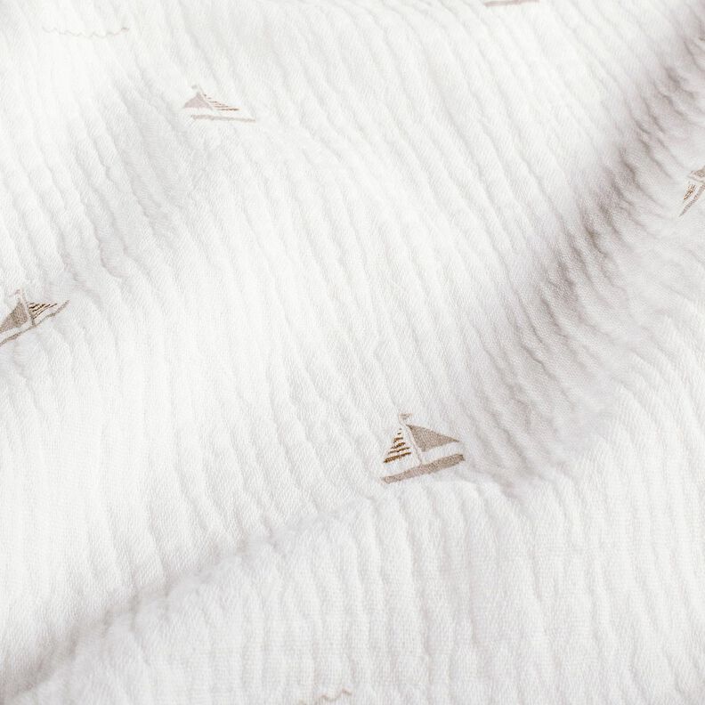 Tissu double gaze de coton Bateaux à voile – écru/nature, image number 2