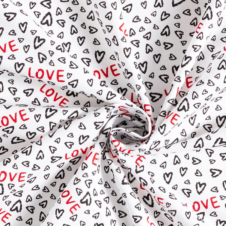 Tissu en coton Cretonne Love – blanc/noir,  image number 3