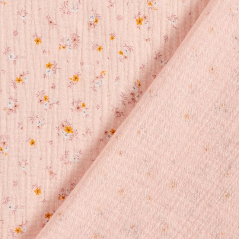 Tissu double gaze de coton fleurs romantiques – rosé,  image number 4