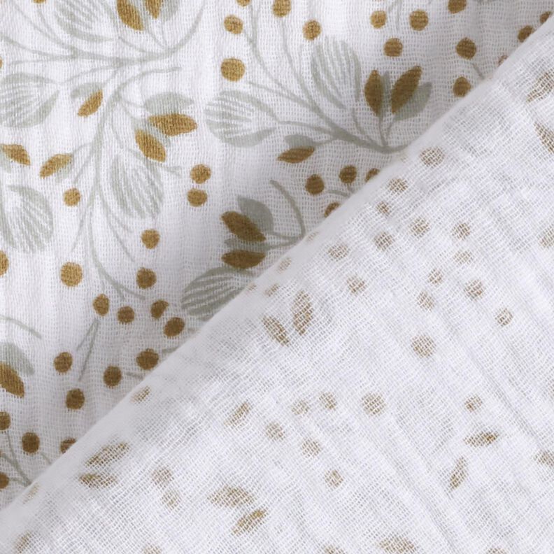 Tissu double gaze de coton Motif floral abstrait – blanc/jaune olive,  image number 4