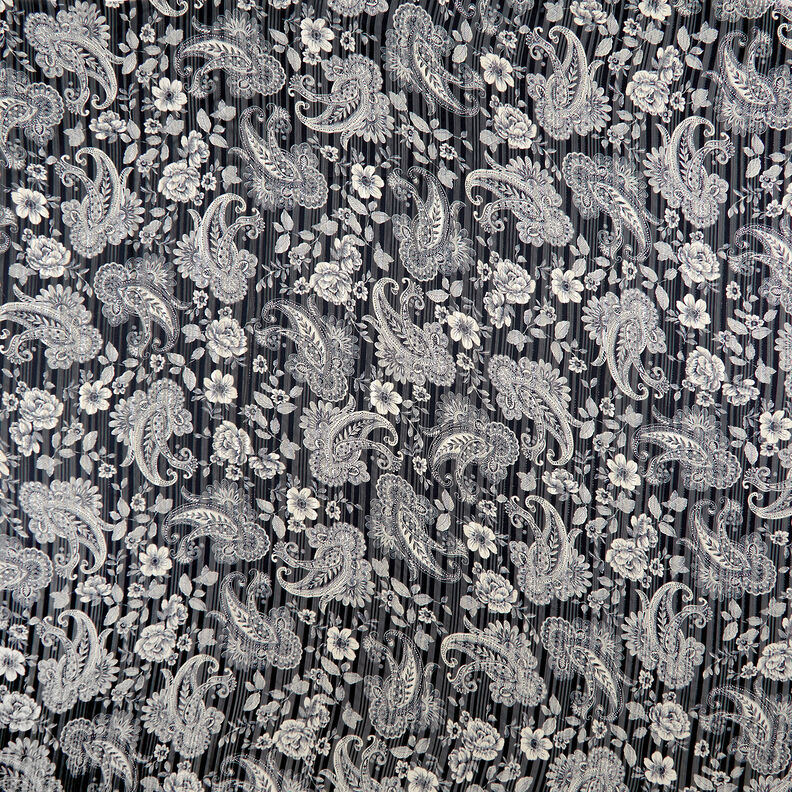 Mousseline Rayures satinées cachemire – bleu marine, image number 1