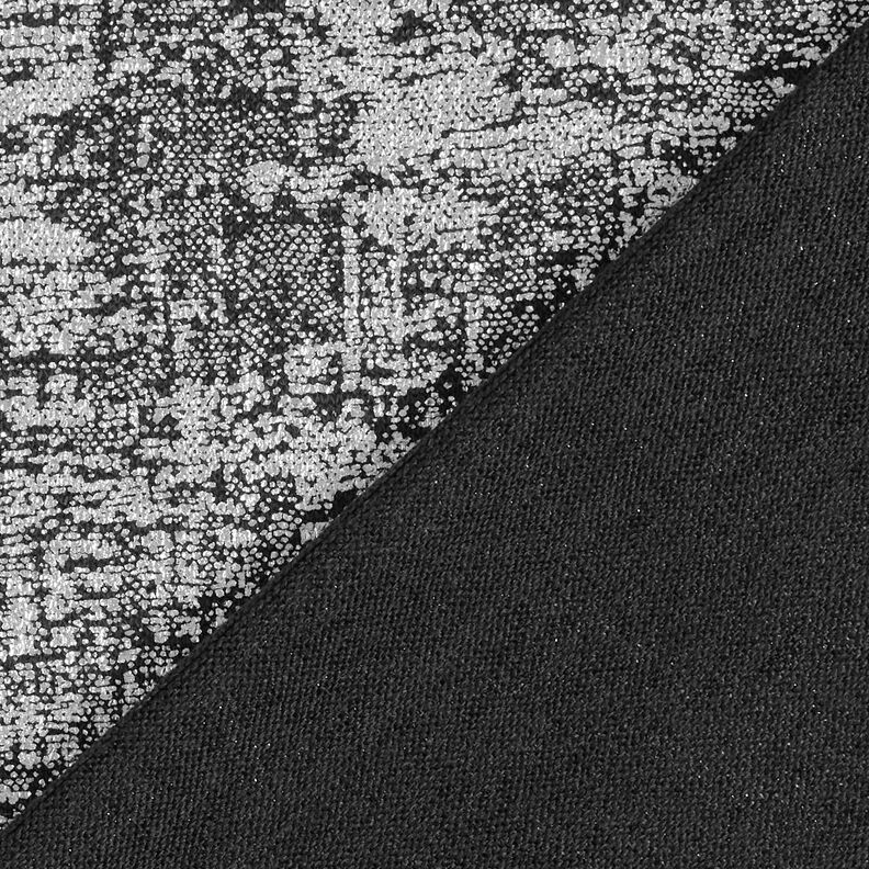 Tissu tricoté imprimé métallisé abstrait – argent métallisé/noir, image number 5
