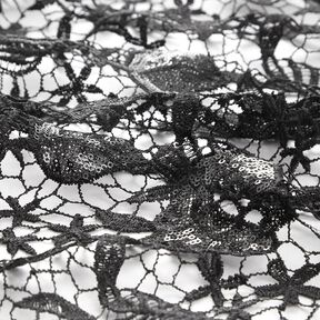Dentelle avec paillettes et bord festonné – noir, 