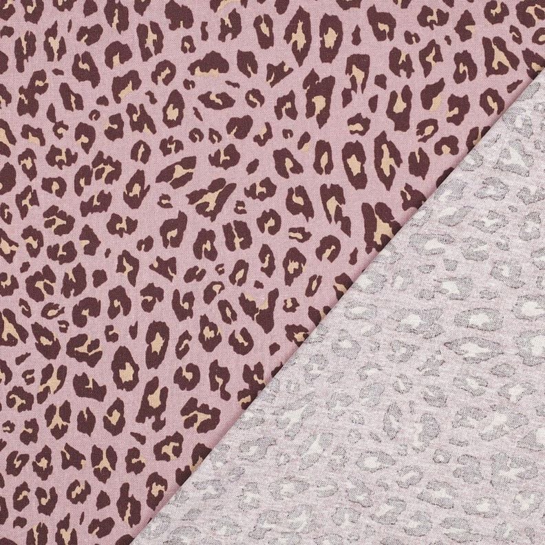 Mélange viscose lin Imprimé léopard | Poppy Fabrics – vieux rose clair/aubergine,  image number 4