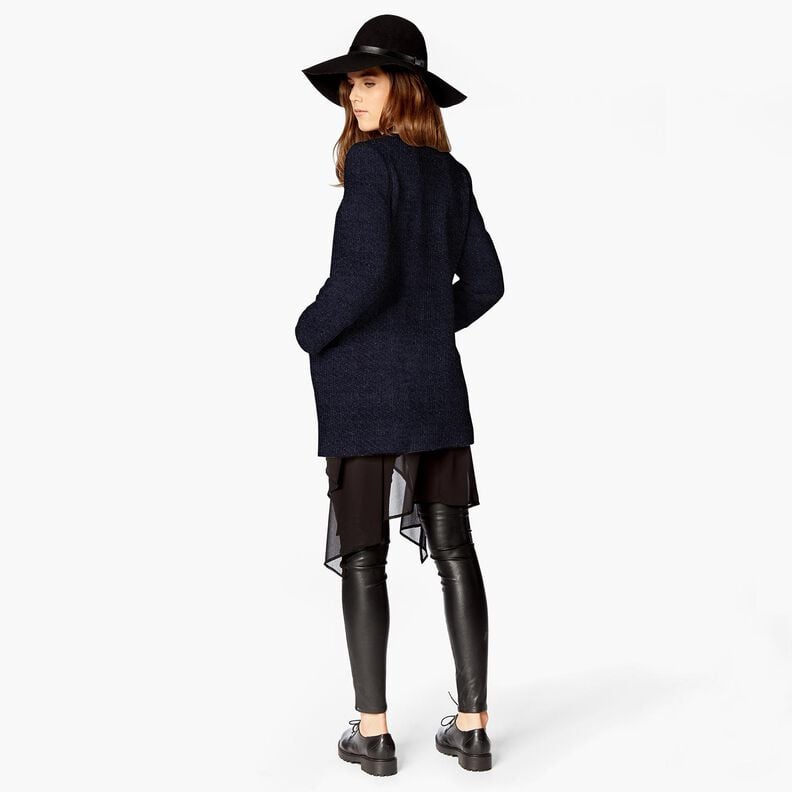 Chenille Jacquard maille Paillettes – bleu noir/argent métallisé,  image number 4