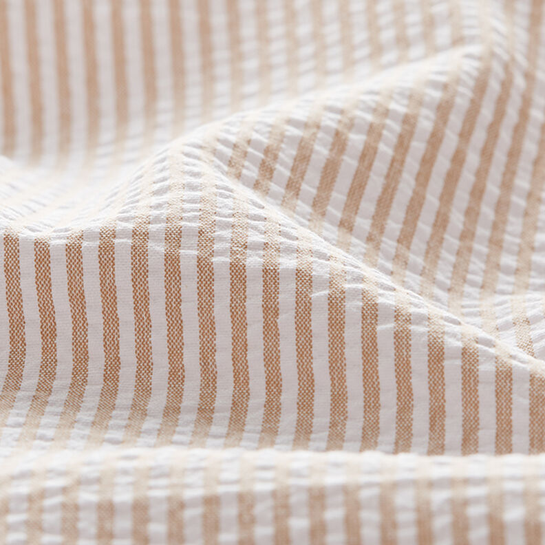Seersucker Mélange coton à rayures – beige/écru,  image number 2