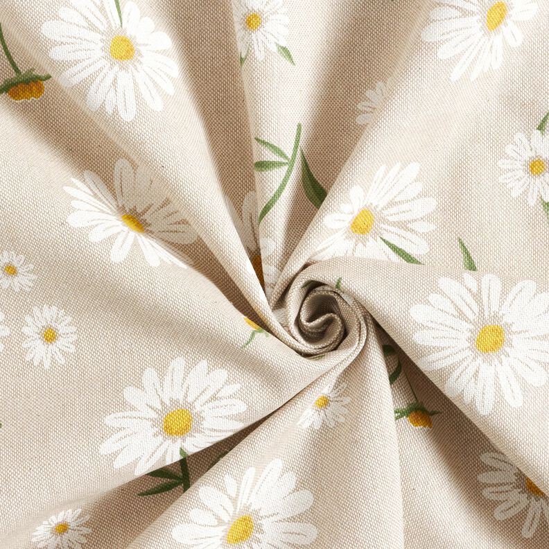 Tissu de décoration Semi-panama Marguerites éparses – nature/blanc,  image number 3