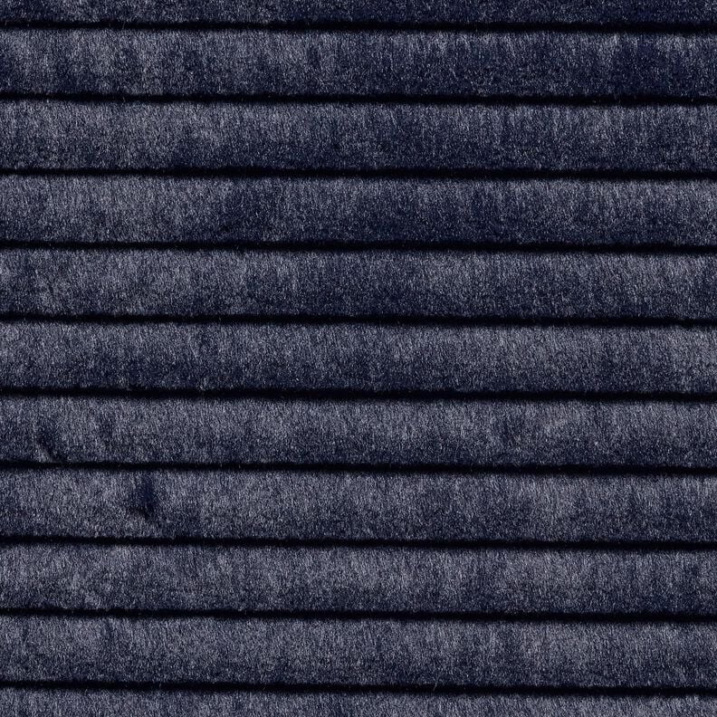 Fausse fourrure à larges rayures horizontales – bleu nuit, image number 1