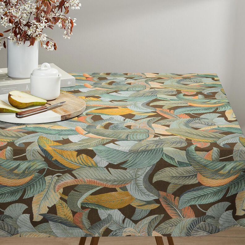 Tissu de décoration Semi-panama Feuilles de bananier – cuivre/kaki, image number 7