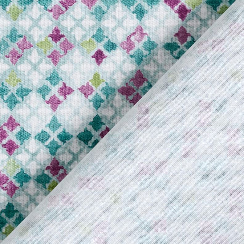 Popeline coton Motif de carrelage oriental Impression numérique – eucalyptus/raisin,  image number 4