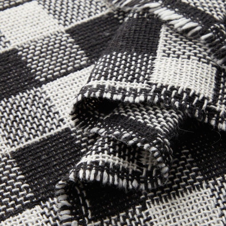 Tissu pour manteau à double carreaux – noir/blanc, image number 3