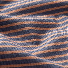 Jersey de coton Fines rayures – cuivre/bleu jean, 