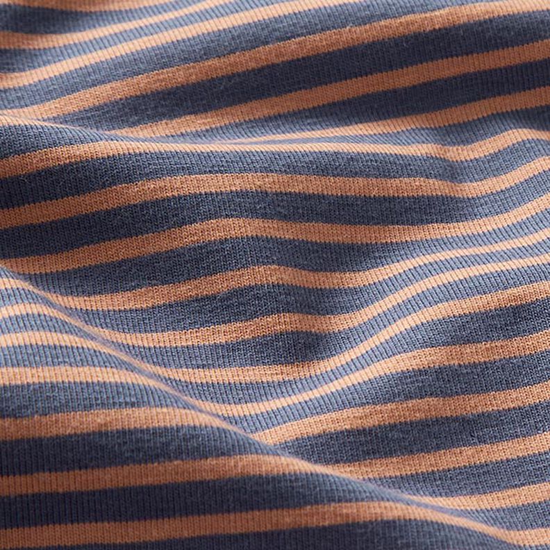 Jersey de coton Fines rayures – cuivre/bleu jean,  image number 2