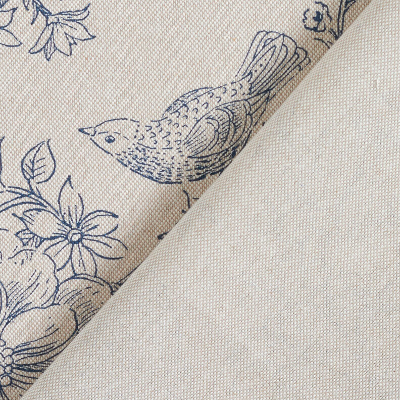 Tissu de décoration Semi-panama Paons romantiques – nature/bleu,  image number 4