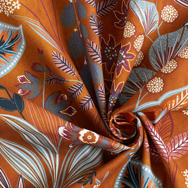 Tissu de décoration Semi-panama Feuilles paisley – caramel,  image number 3