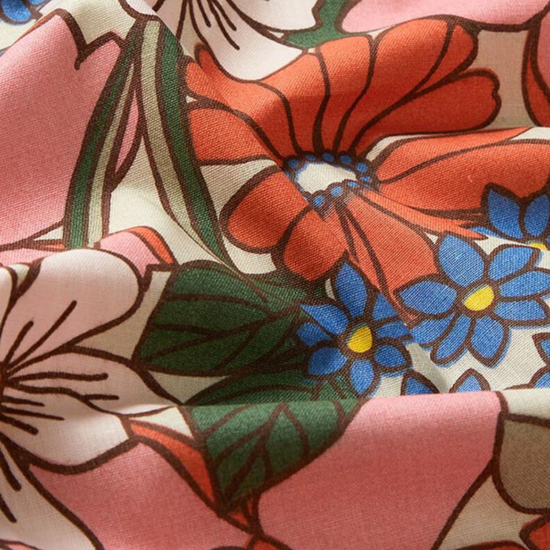 Tissu en coton Cretonne Fleurs en pop-art – pistache/vieux rose,  image number 2