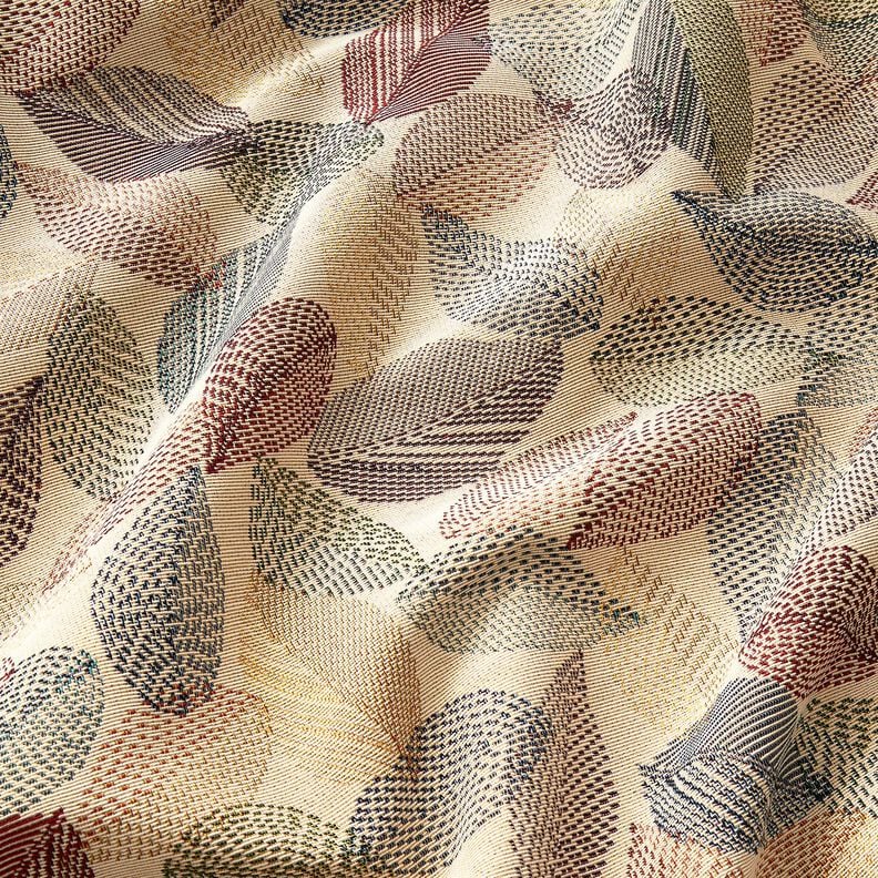 Tissu de décoration Gobelin Croquis de feuilles – beige clair/vert,  image number 2