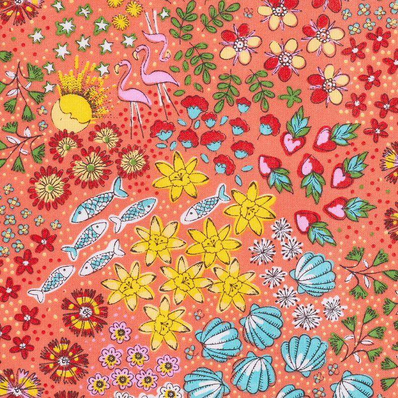Coton enduit Mélange marin – corail,  image number 5