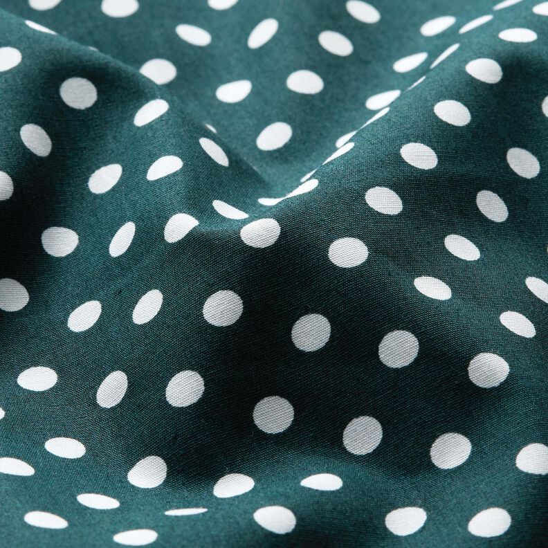 Popeline coton Pois – vert foncé/blanc, image number 2