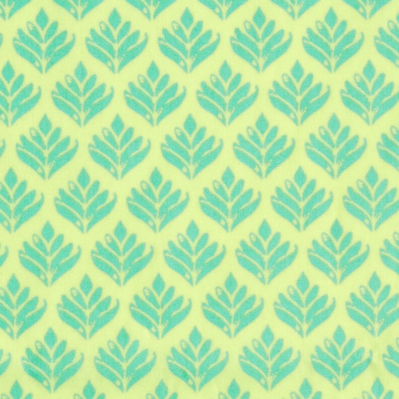 Coton enduit Sujets abstraits – jaune citron/bleu aqua,  image number 1