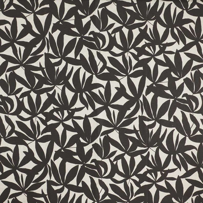 Tissu de décoration Semi-panama Feuilles sobres – noir/nature, image number 1