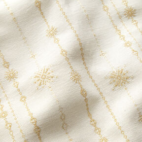 Tissu de décoration Jacquard Lurex Guirlande de flocons de neige – beige clair/or, 