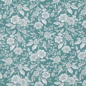 Tissu en coton Cretonne Jardin fleuri – pétrole légère/blanc, 