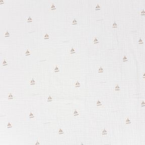 Tissu double gaze de coton Bateaux à voile – écru/nature, 