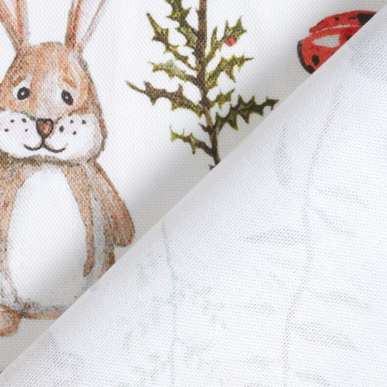 Tissu décoratif Semi-panama Animaux de la forêt peints – blanc,  image number 4