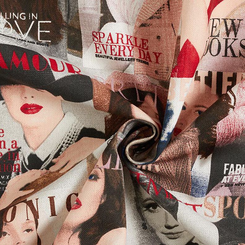 Tissu de décoration Semi-panama Mode-Magazine – noir/rouge,  image number 3