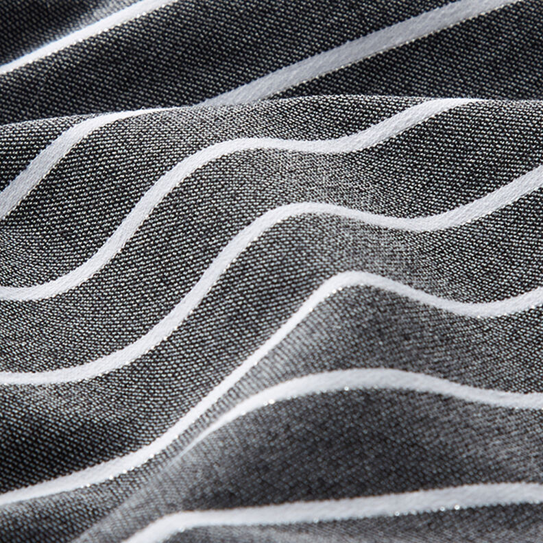 Viscose stretch à rayures pailletées – noir/blanc,  image number 2