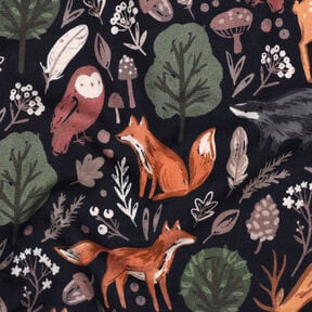 Sweatshirt gratté Animaux dans la forêt Impression numérique | Poppy Fabrics – bleu nuit, 