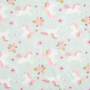 Popeline licorne – bleu bébé/rose clair, 