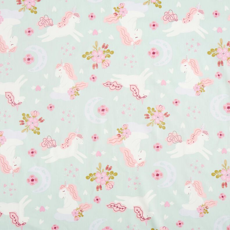 Popeline licorne – bleu bébé/rose clair,  image number 1