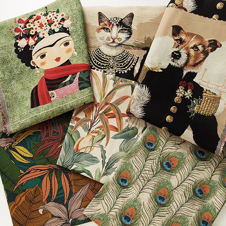 Tissu de décoration Semi-panama perroquet de la jungle – nature/vert, image number 9