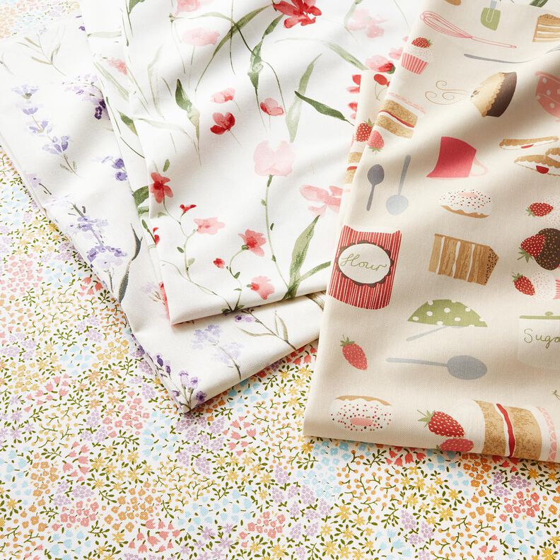 Tissu de décoration Semi-panama Freesias – ivoire/rose clair,  image number 5