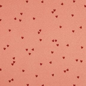 Jersey côtelé Cœurs éparpillés | Poppy Fabrics – saumon/rouge foncé, 