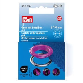 Œillets avec rondelles [15 unités | Ø 14 mm] | Prym – rose vif/argent métallisé, 
