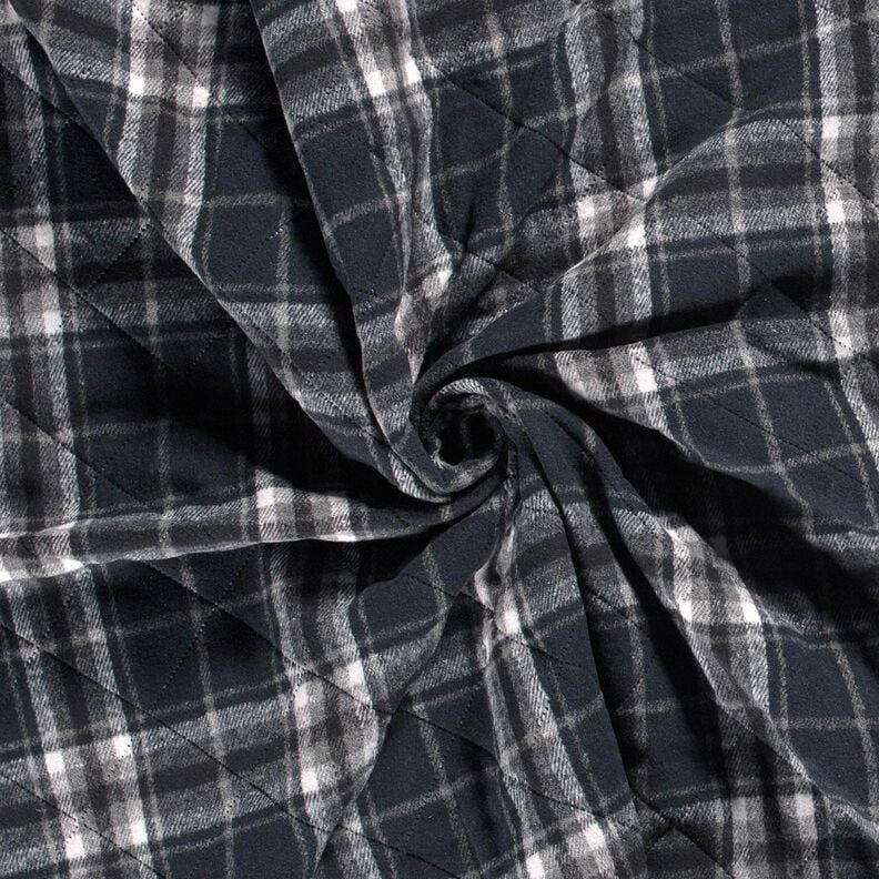 Tissu matelassé à carreaux – bleu nuit/gris pierre,  image number 3