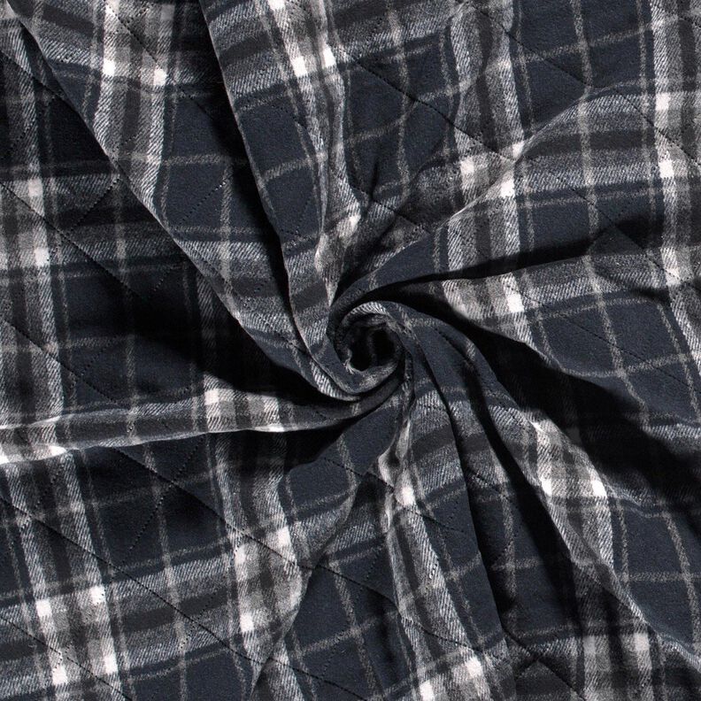 Tissu matelassé à carreaux – bleu nuit/gris pierre, image number 3