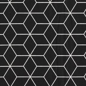 Tissu de décoration Jacquard cubes modernes – noir/ivoire, 