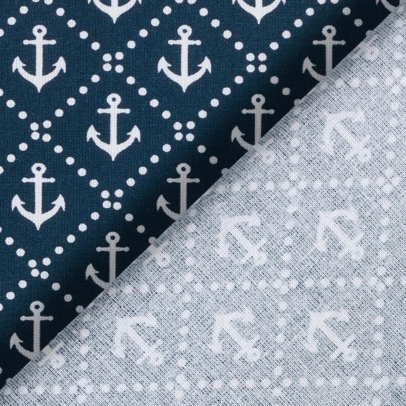 Tissu en coton Cretonne Ancre classique – bleu nuit/blanc, image number 4