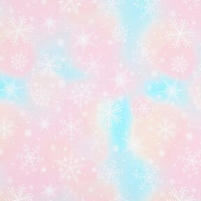 Jersey coton Flocons de neige dégradé aquarelle | Glitzerpüppi – bleu glacier/rosé, 