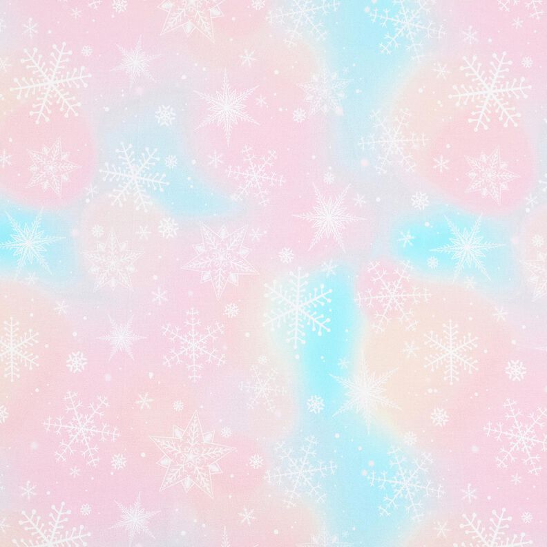 Jersey coton Flocons de neige dégradé aquarelle | Glitzerpüppi – bleu glacier/rosé,  image number 1