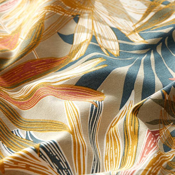 Tissu de décoration Canvas Feuilles de jungle 280cm – sable/chili,  image number 2
