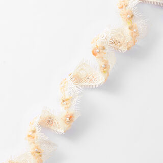 Ruban dentelle Fleurs en tulle [30 mm] – abricot, 