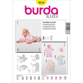 Coordonnés pour bébés : veste / pantalon / grenouillère, Burda 9636, 